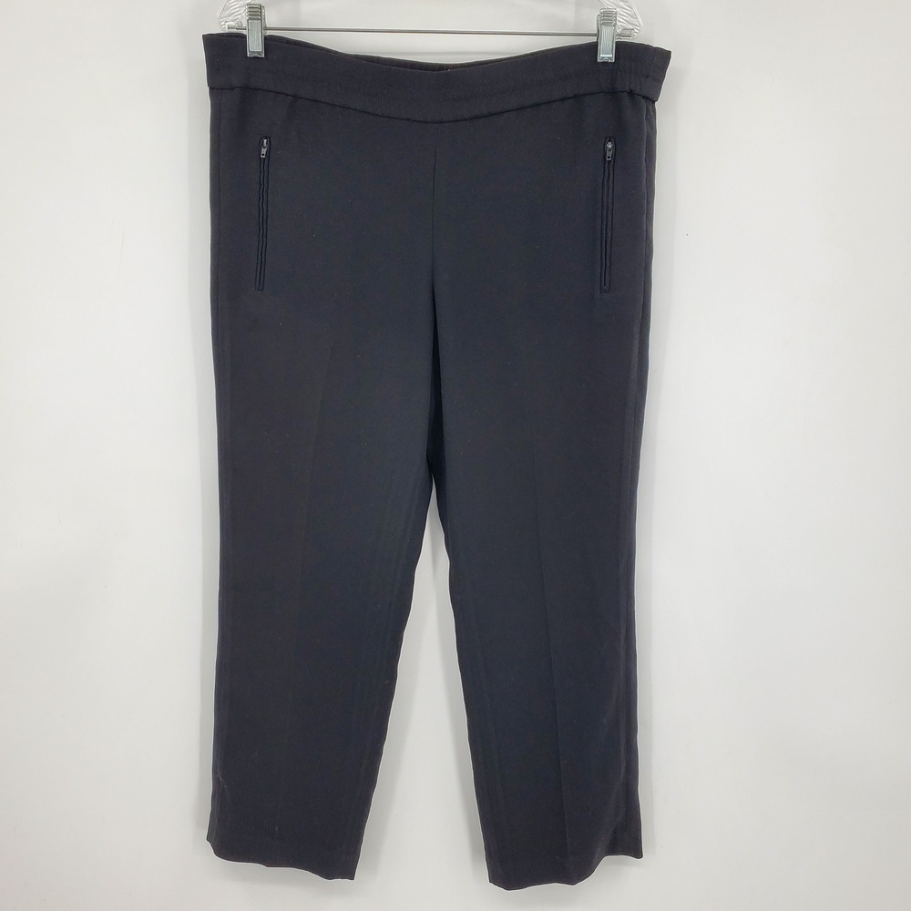 Tory Burch Addison Black High Rise Pull On Cropped Dress Pants Size 4‎ Career